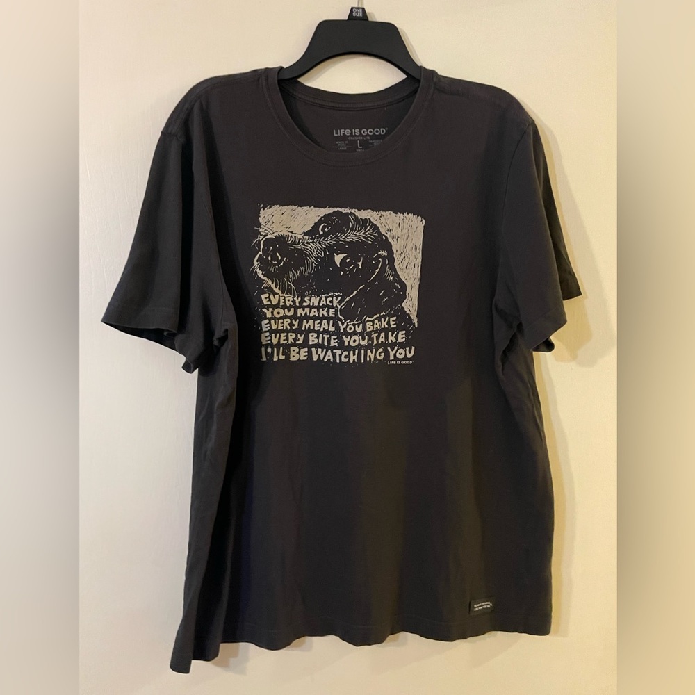 Life Is Good Charcoal Snack Dog Short Sleeve Crusher Lite Tee Men’s  Sz L